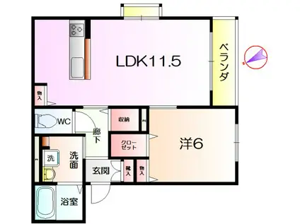 ソラーナ堺(1LDK/2階)の間取り写真