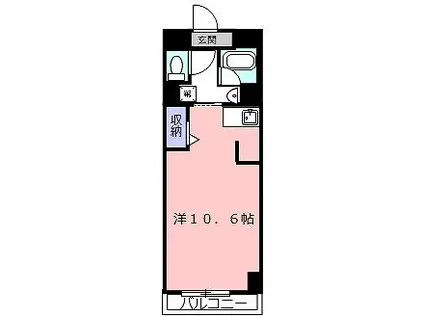 フレアコート奈良(ワンルーム/2階)の間取り写真