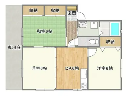 臨江ハイツ2号館A棟(3DK/1階)の間取り写真