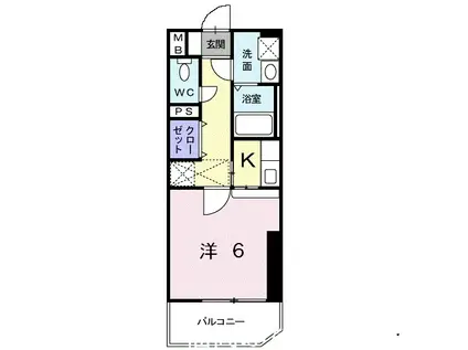 ルネス六本松(1K/1階)の間取り写真