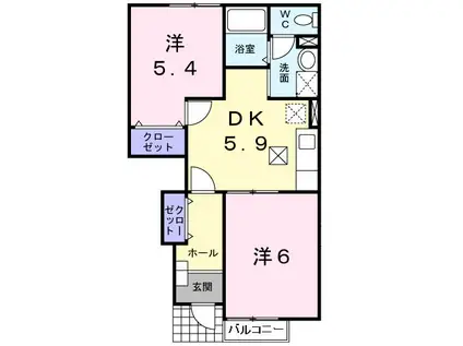 サニ-ハウス(2DK/1階)の間取り写真