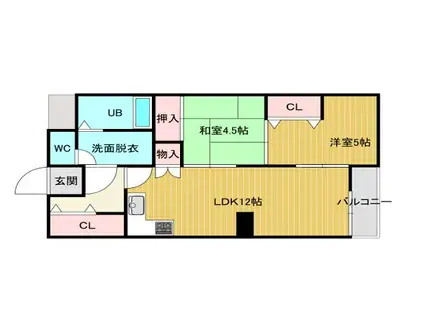ロイヤルハイツ太寺(2LDK/3階)の間取り写真