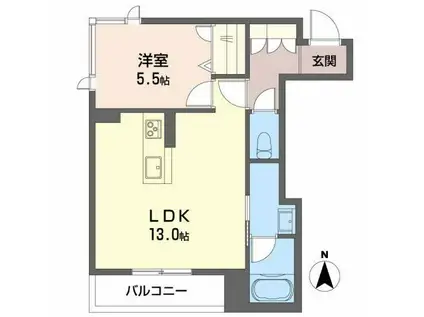  郡山市咲田1丁目SHM計画(1LDK/3階)の間取り写真