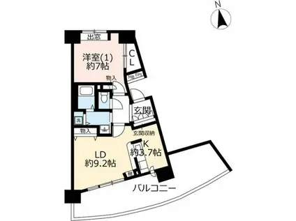 URミラリオ鶴見小野(1LDK/8階)の間取り写真