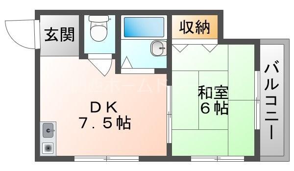 ジュネスシャトー(1DK/5階)の間取り写真