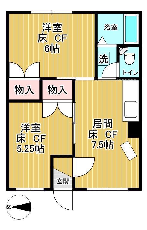 西富5号マンション(2DK/2階)の間取り写真