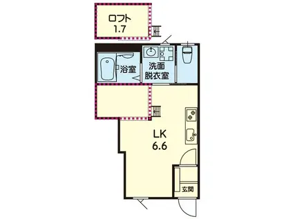 LION HEART(ワンルーム/1階)の間取り写真