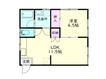 ル・シエル(1LDK/1階)の間取り写真
