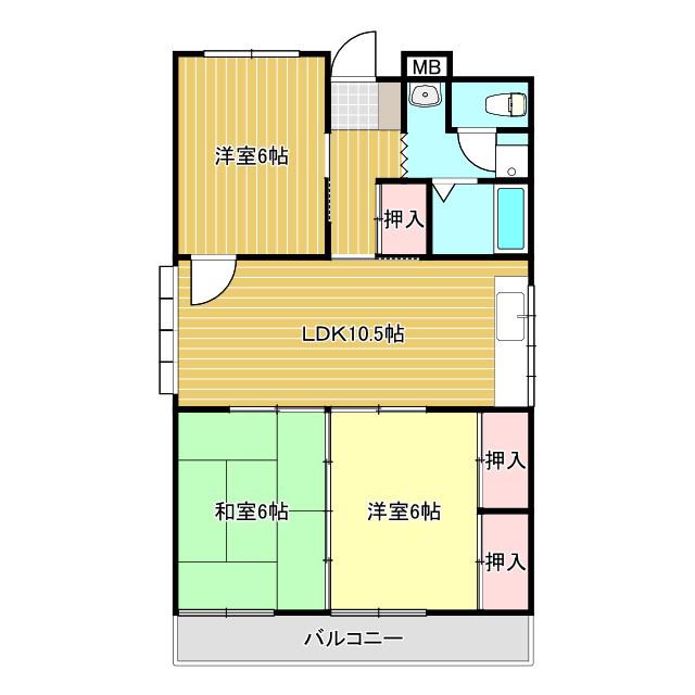 若草ハイツ(3LDK/3階)の間取り写真