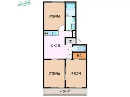 ルフランパレス(3DK/3階)の間取り写真