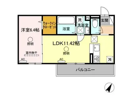 サン ベルナール(1LDK/1階)の間取り写真