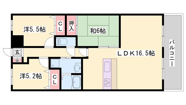 ロック雅(3LDK/3階)の間取り写真
