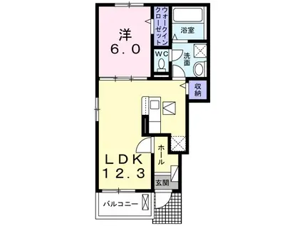 パークサイドベル IV(1LDK/1階)の間取り写真