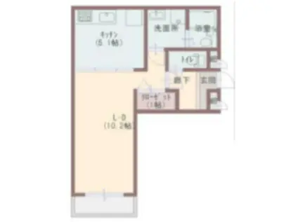 K・プラウド(1DK/3階)の間取り写真