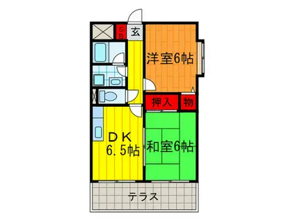MADOKAII(2DK/1階)の間取り写真