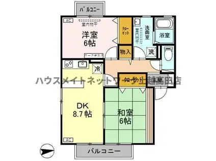 ヴィラセジュール(2DK/2階)の間取り写真