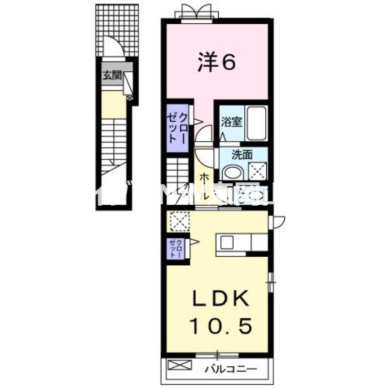 トゥルーハートI(1LDK/2階)の間取り写真