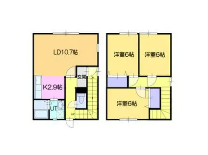 ボヌール福住III(3LDK/1階)の間取り写真