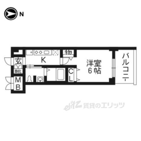 エステムプラザ京都三条大橋(1K/2階)の間取り写真