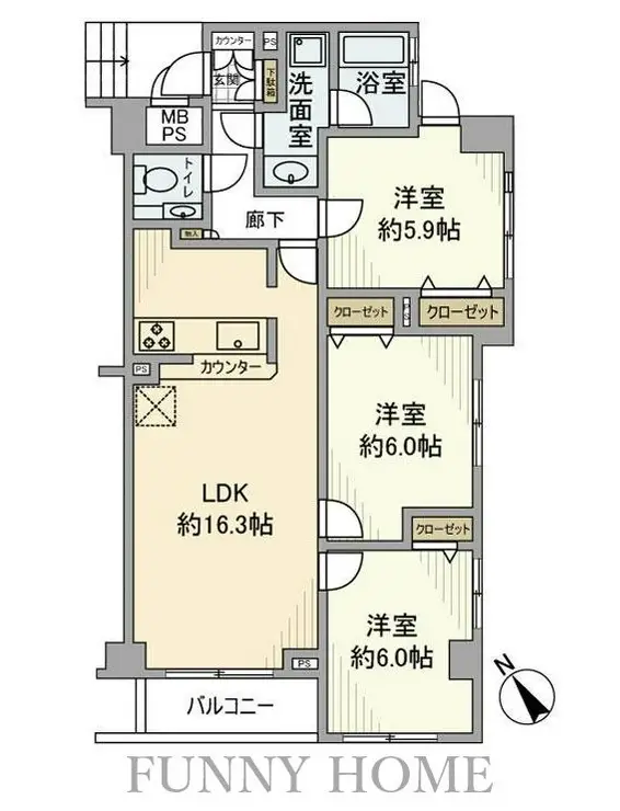 エクセルシオール馬事公苑 3階階 間取り