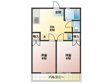 水野ハイツ(2DK/2階)の間取り写真