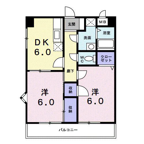 グルービーM(2DK/1階)の間取り写真