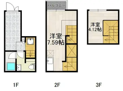 ガレット博多南(1DK/1階)の間取り写真