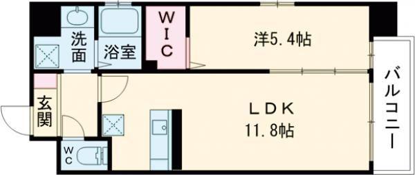 MUU.黒崎(1LDK/5階)の間取り写真