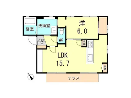 DEARFIVELIGHTS(1LDK/1階)の間取り写真