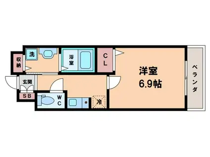 オーク帝塚山(1K/1階)の間取り写真