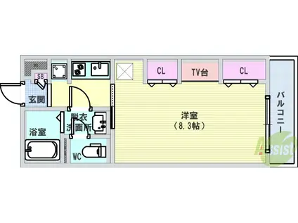 リブリ・ボヌール城南(1K/3階)の間取り写真