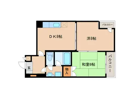 銀杏町レジデンス(2DK/3階)の間取り写真