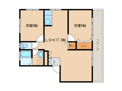 CASA DEL SOLE(2LDK/1階)の間取り写真