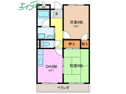 LIMPIA城南(2DK/3階)の間取り写真