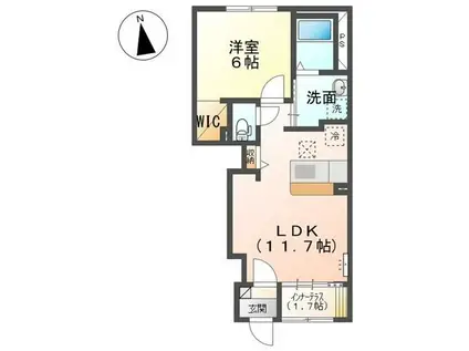 パルティールS(1DK/1階)の間取り写真