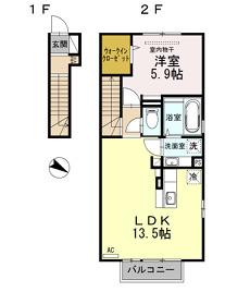 グレイス仁(1LDK/1階)の間取り写真