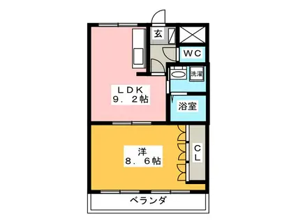 レスパス ウルー(1LDK/2階)の間取り写真
