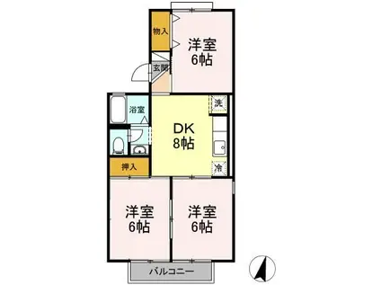 コーポ池まち花やしき(3DK/1階)の間取り写真