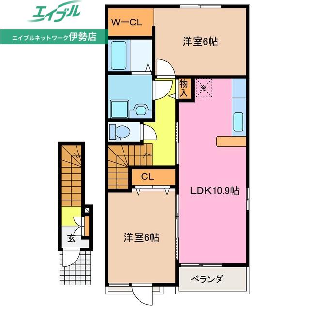 アルドール B(2LDK/2階)の間取り写真
