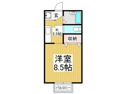 ビュードパレスC(1K/2階)の間取り写真