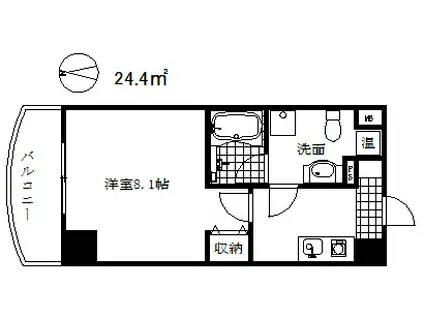 フォーユー神戸・灘(1K/4階)の間取り写真
