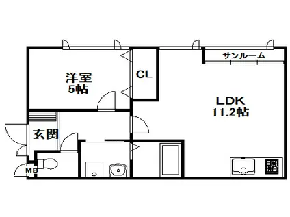 イマムラビル(1LDK/2階)の間取り写真