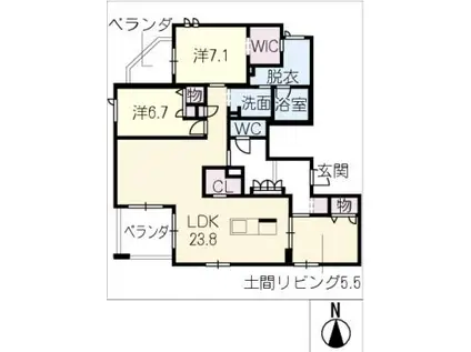 ハムステッド メゾン(2LDK/3階)の間取り写真
