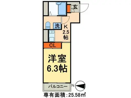 アーヴァンエクセレンス(1K/3階)の間取り写真