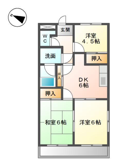 コーハンライズ(3DK/2階)の間取り写真