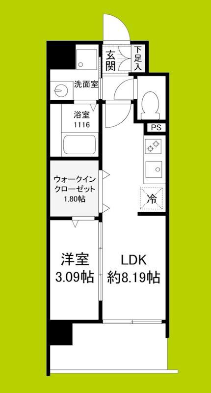 WORVE吹田江坂(1LDK/7階)の間取り写真