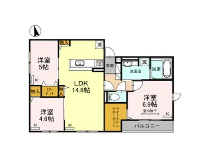 クラシスト新今里(3LDK/2階)の間取り写真
