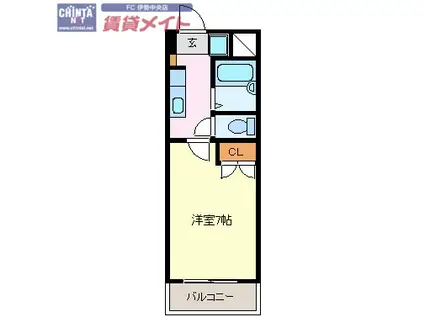 ワールドパレス(1K/2階)の間取り写真