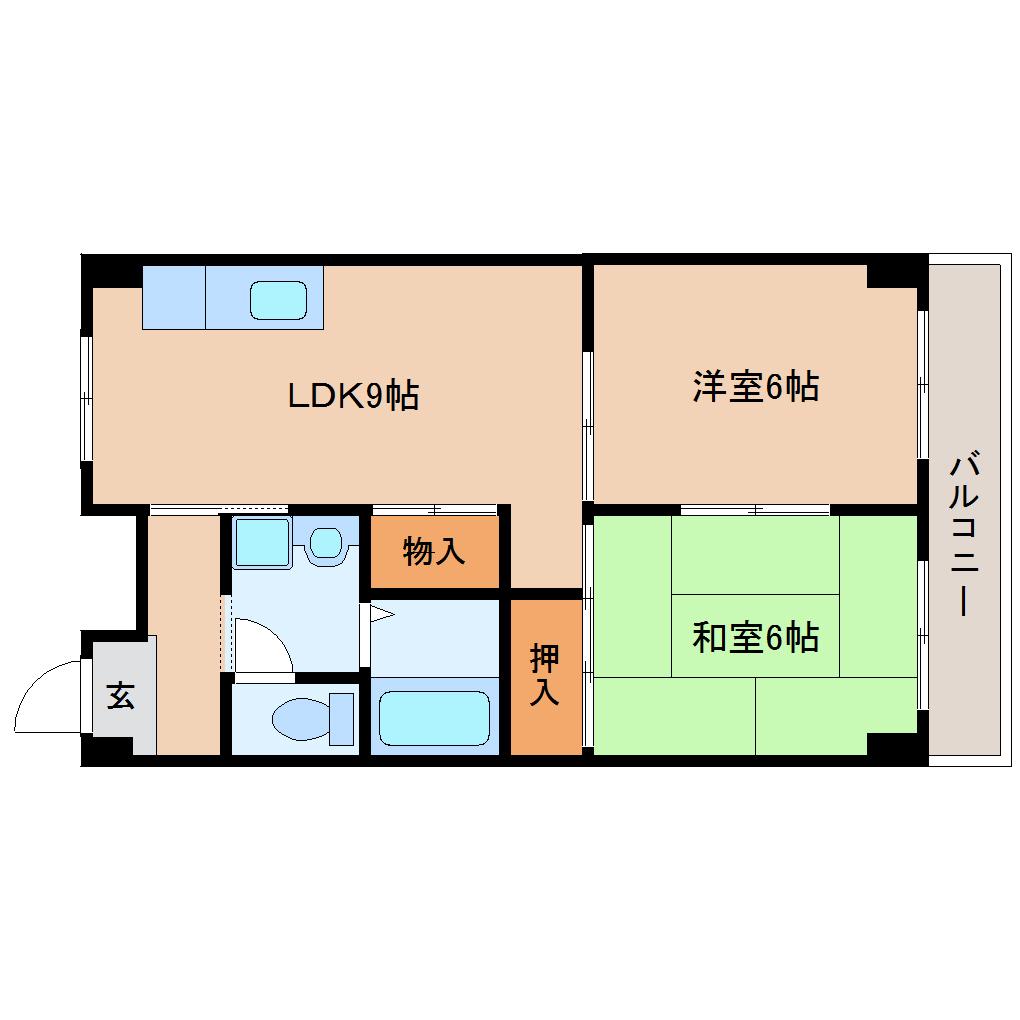 山善ハイツ(2LDK/3階)の間取り写真