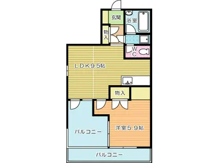 プリモレガーロ金鶏(1LDK/3階)の間取り写真
